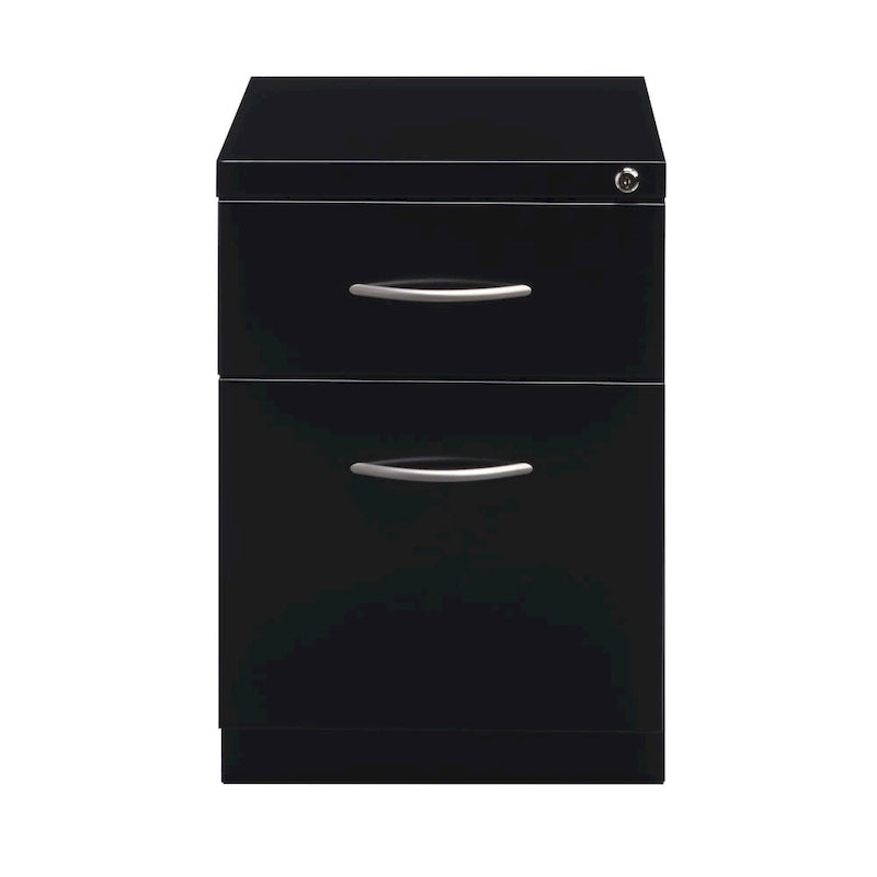 2-Drawer Mobile Pedestal File Cabinet with Lock, Black and Charcoal