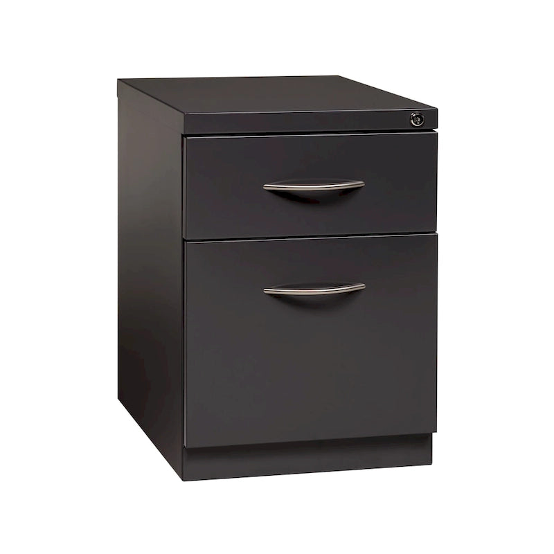 2-Drawer Mobile Pedestal File Cabinet with Lock, Black and Charcoal