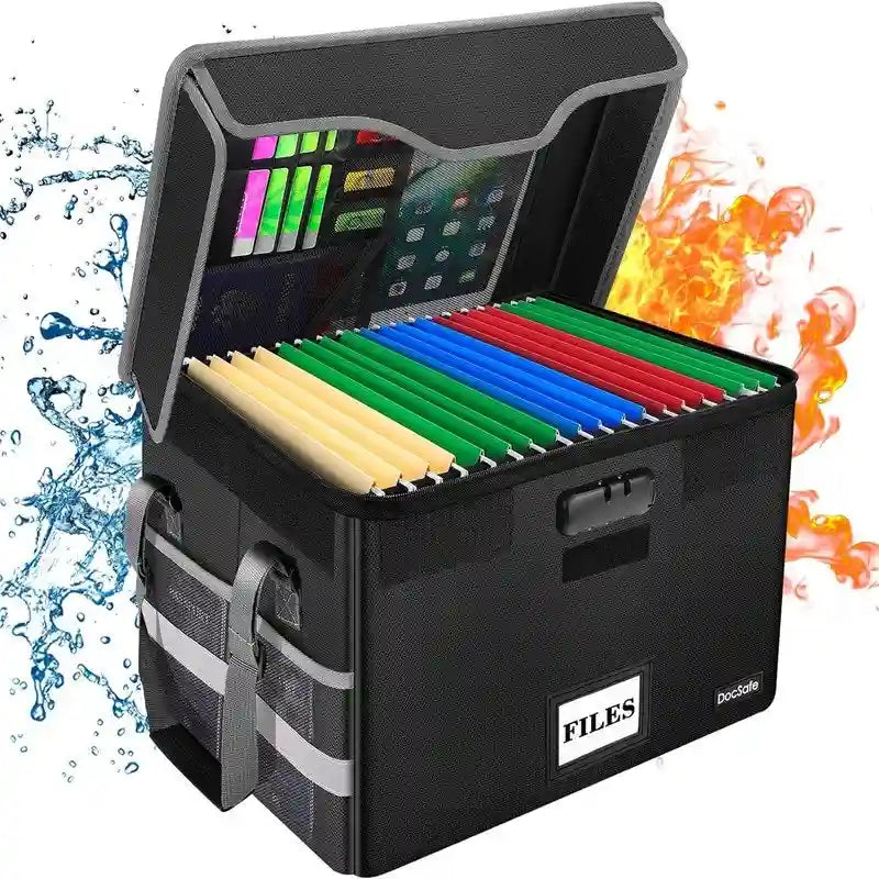 Boîte de rangement de documents ignifuge et étanche avec serrure à combinaison
