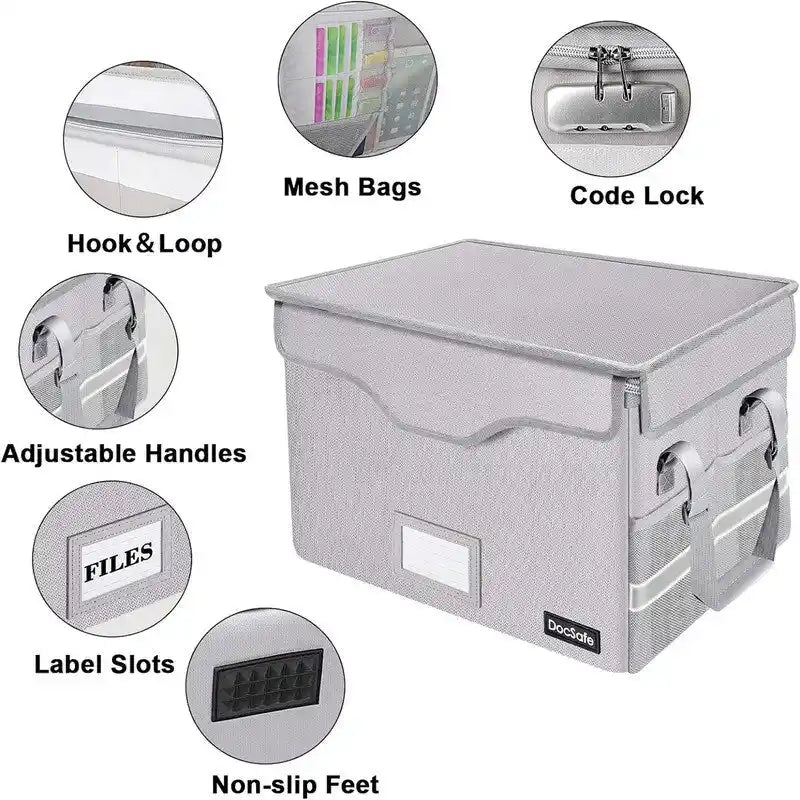Fireproof Waterproof Document File Storage Box with Combination Lock