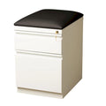 Mobile Pedestal Box File Cabinet with Padded Seat Cushion White Black Natural