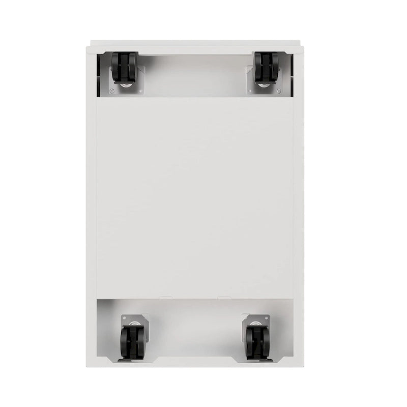 Mobile Pedestal Box File Cabinet with Padded Seat Cushion White Black Natural