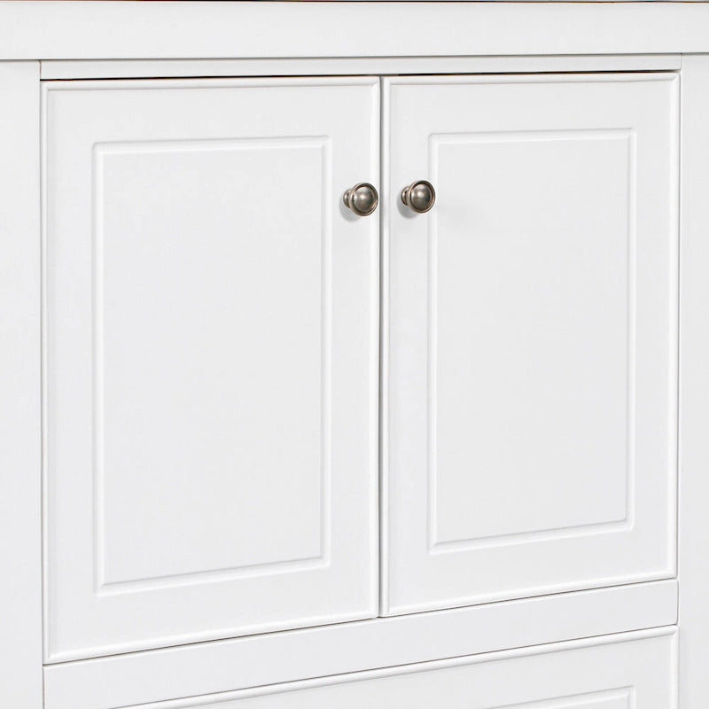 30-Inch White Freestanding Bathroom Vanity Cabinet with Double Doors and Drawer