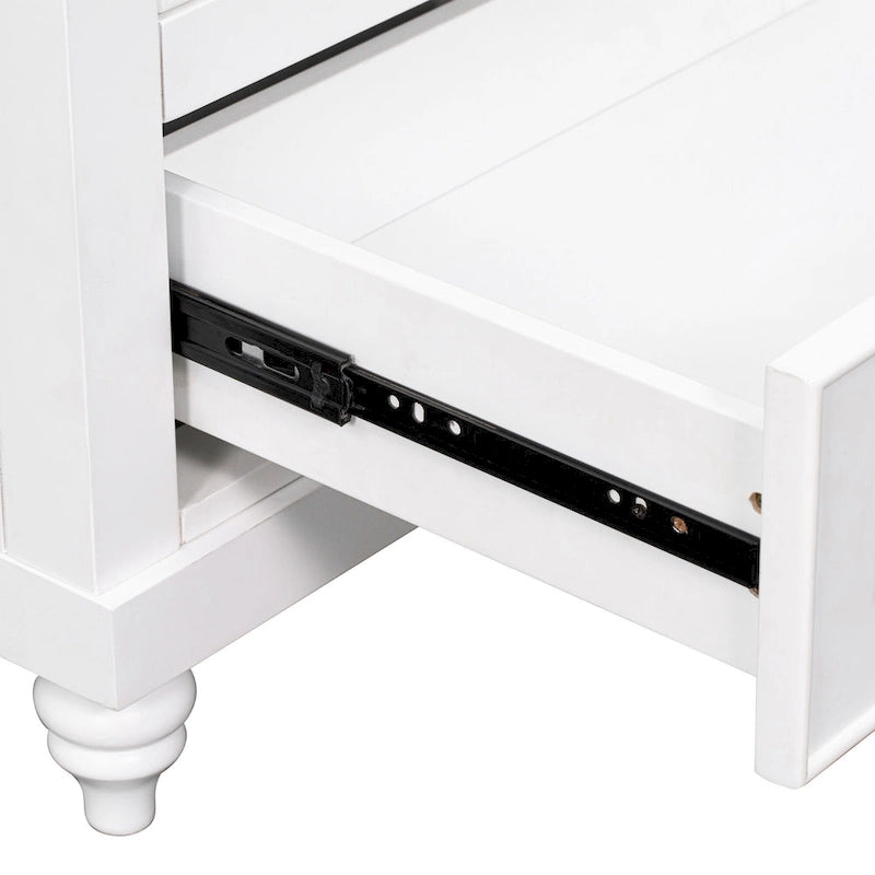 30-Inch White Freestanding Bathroom Vanity Cabinet with Double Doors and Drawer