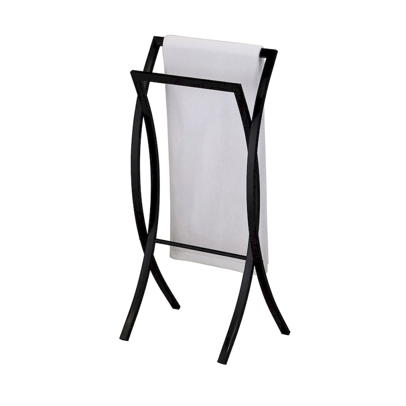 Freestanding Metal Towel Rack Stand Dual Bar Black White Bathroom