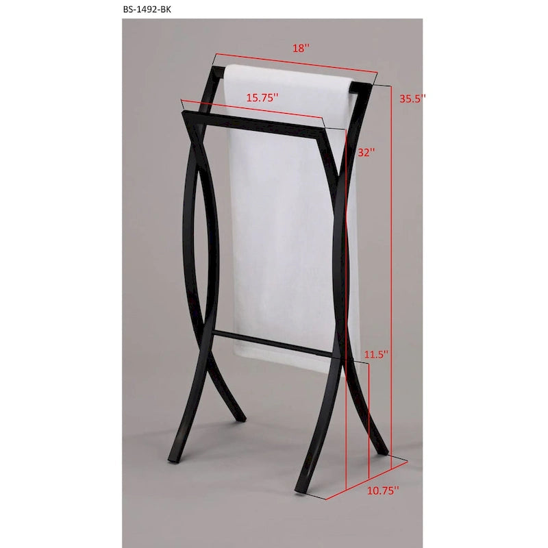 Freestanding Metal Towel Rack Stand Dual Bar Black White Bathroom