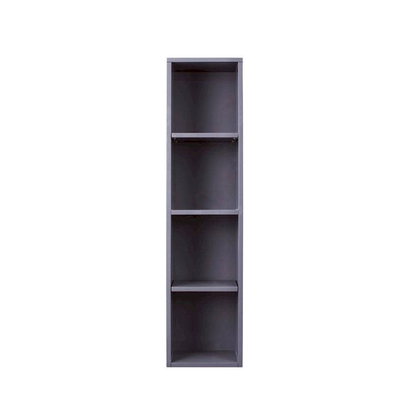 Tall Bathroom Storage Cabinet with Three Shelves Modern Gray White Walnut