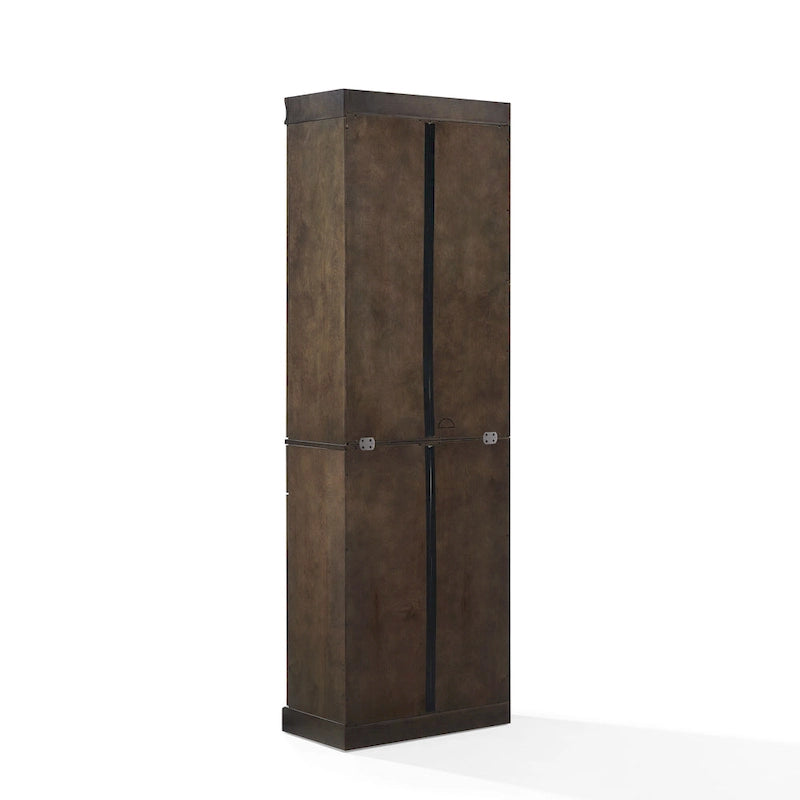Glass Door Kitchen Storage Pantry Cabinet with Drawer Coffee Finish