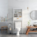 White Over-Toilet Storage Cabinet with Drawer and Open Shelves