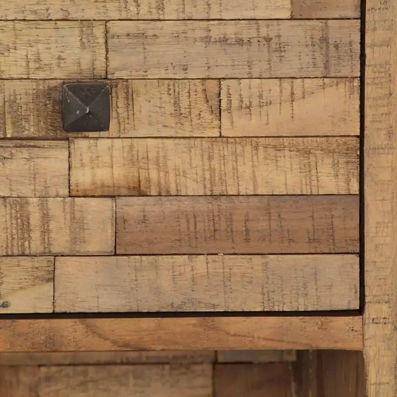 Reclaimed Teak Wood Sideboard 2 Drawers Open Shelf Brown
