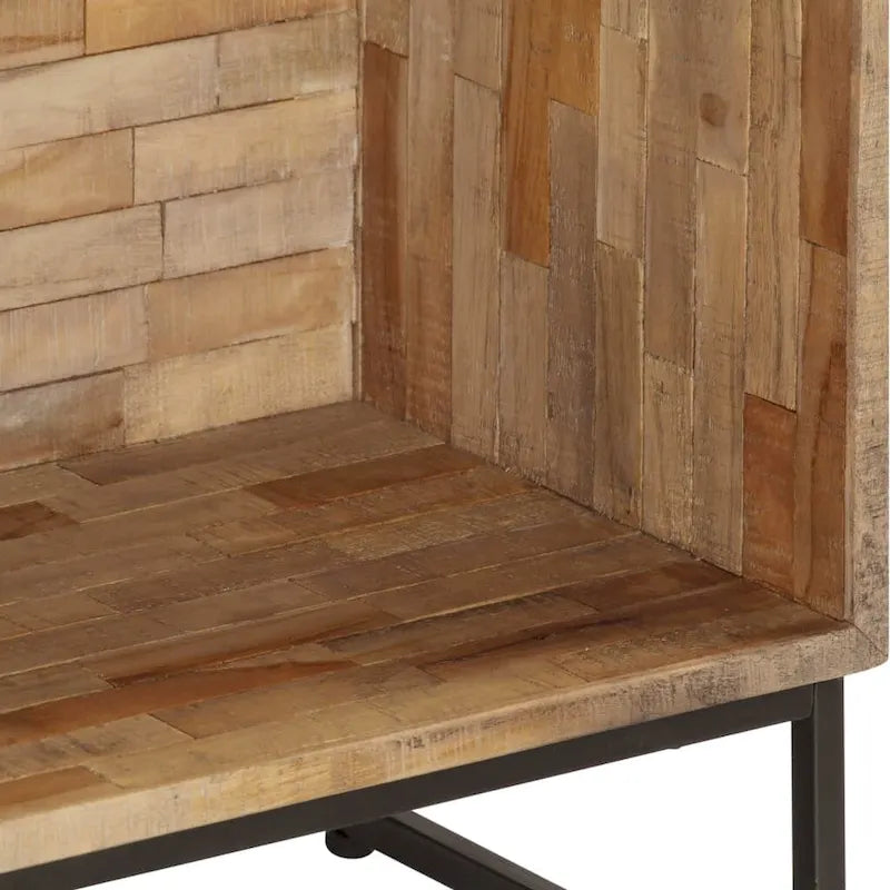 Reclaimed Teak Wood Sideboard 2 Drawers Open Shelf Brown