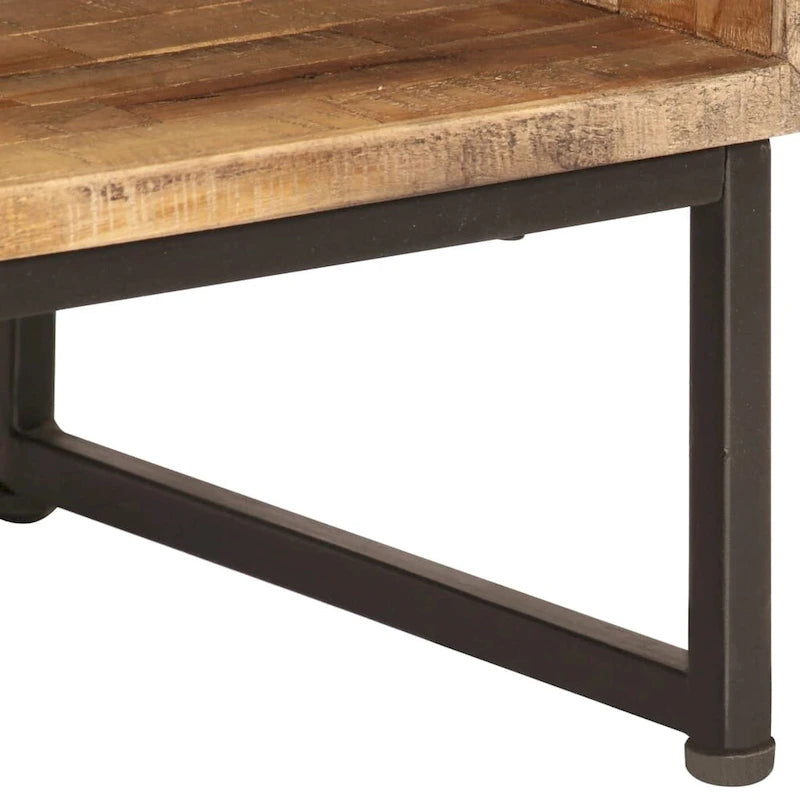 Reclaimed Teak Wood Sideboard 2 Drawers Open Shelf Brown