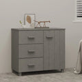 Light Gray Solid Pine Wood Sideboard Buffet Cabinet with 3 Drawers and Door