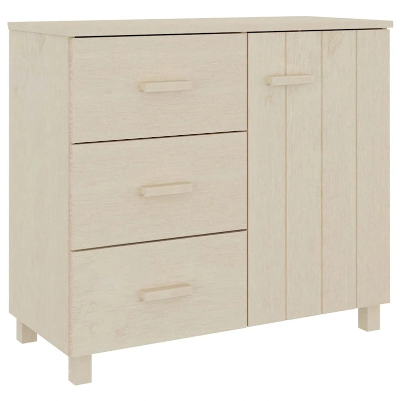 Light Gray Solid Pine Wood Sideboard Buffet Cabinet with 3 Drawers and Door