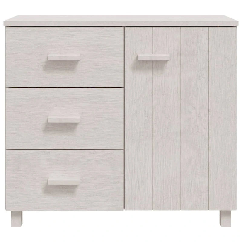 Light Gray Solid Pine Wood Sideboard Buffet Cabinet with 3 Drawers and Door