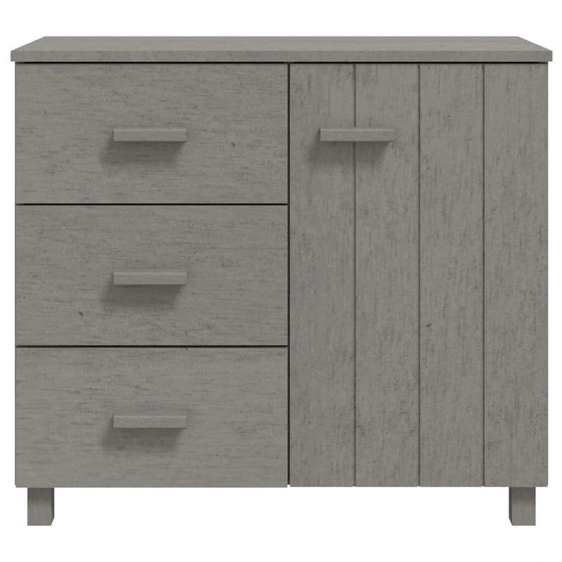 Light Gray Solid Pine Wood Sideboard Buffet Cabinet with 3 Drawers and Door