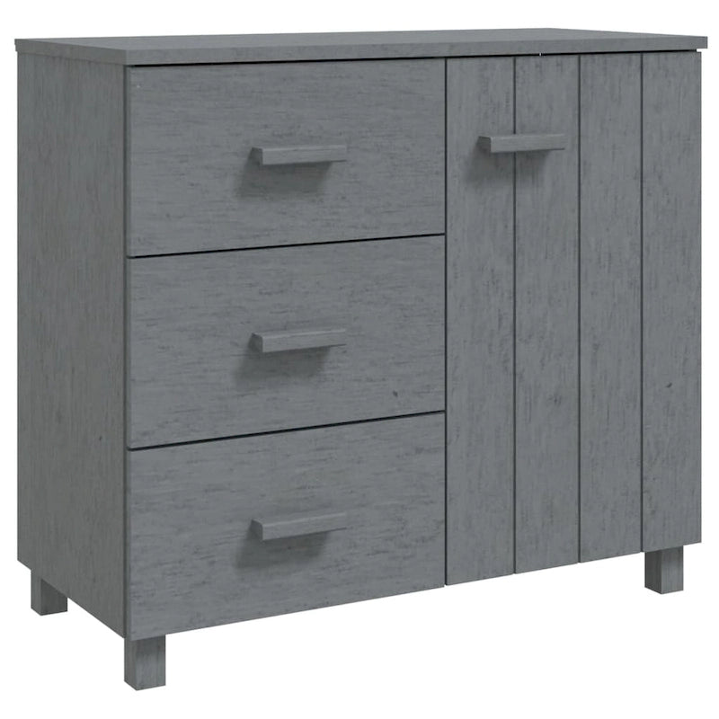 Light Gray Solid Pine Wood Sideboard Buffet Cabinet with 3 Drawers and Door