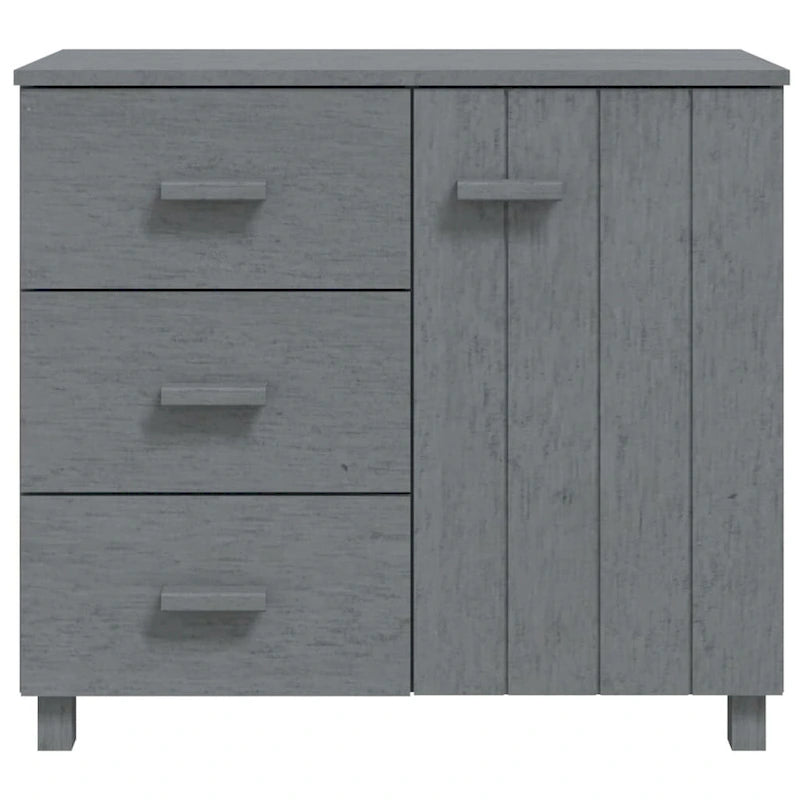 Light Gray Solid Pine Wood Sideboard Buffet Cabinet with 3 Drawers and Door