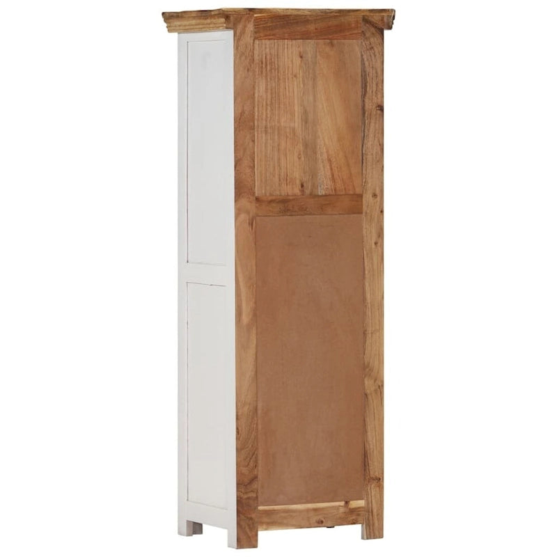 Solid Wood Highboard Brown White with Drawers and Door Cabinet