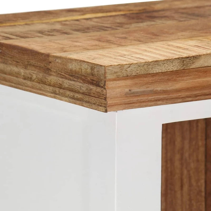 Solid Wood Highboard Brown White with Drawers and Door Cabinet