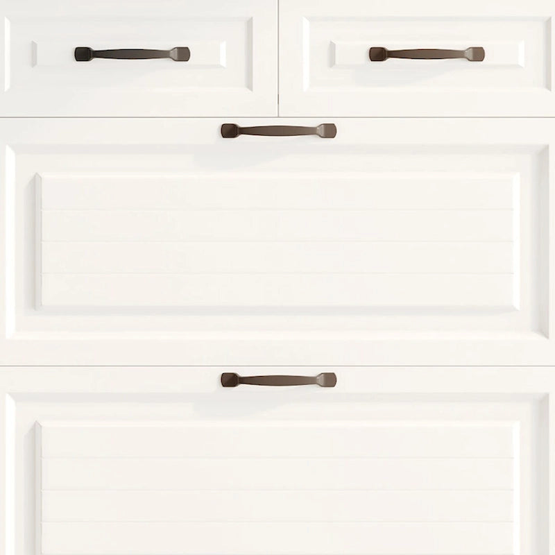 Tall Slim Shoe Storage Cabinet with Flip Drawers and Hooks White Oak