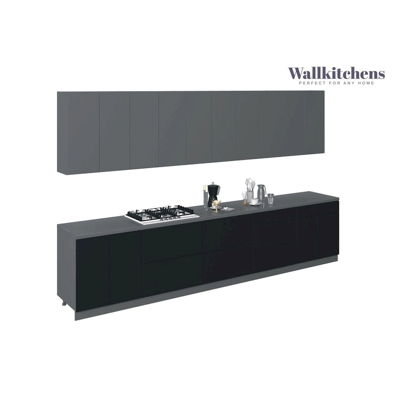 Modern Matte Black Gray Kitchen Cabinet Wall Base Unit