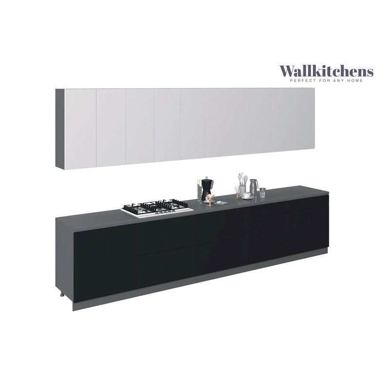 Meuble bas de cuisine moderne noir mat et gris
