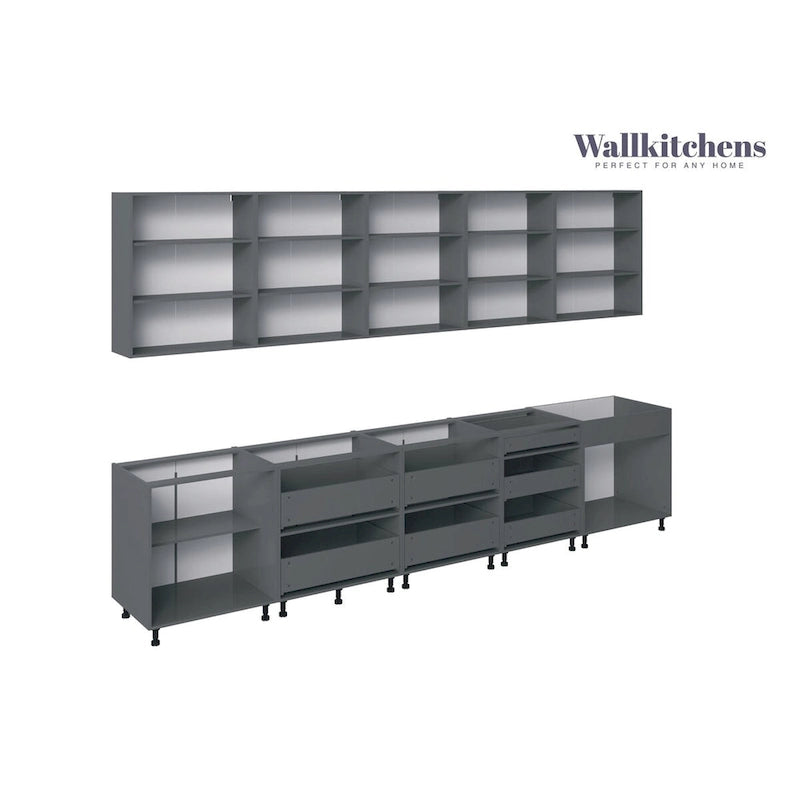 Modern Matte Black Gray Kitchen Cabinet Wall Base Unit