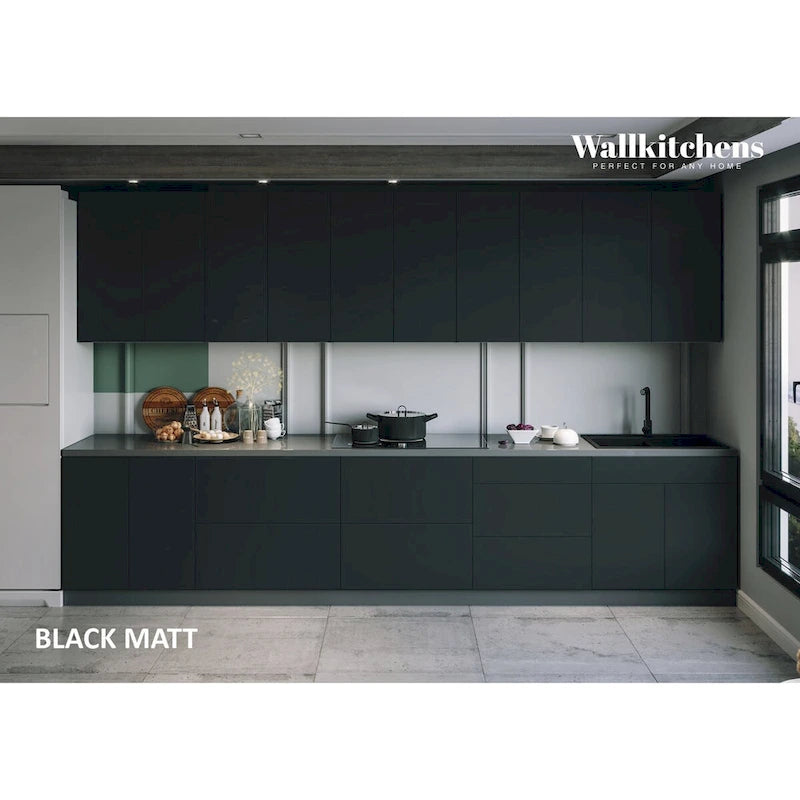 Modern Matte Black Gray Kitchen Cabinet Wall Base Unit