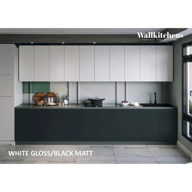 Modern Matte Black Gray Kitchen Cabinet Wall Base Unit