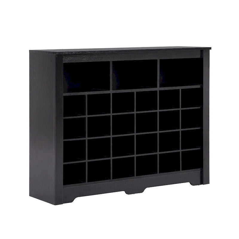 24-Cubby Shoe Storage Cabinet with Open Cubbies White Black Brown
