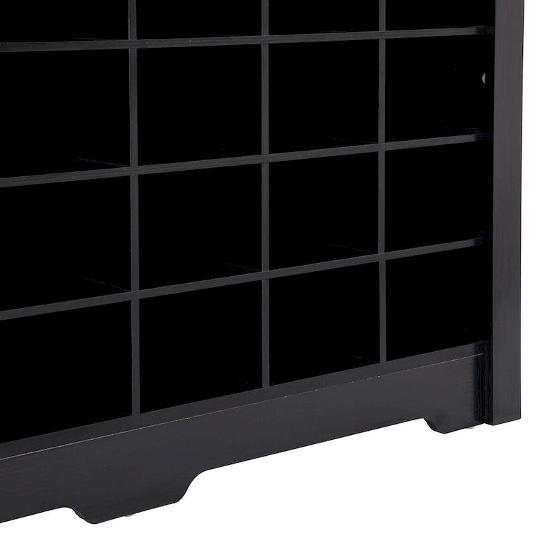 24-Cubby Shoe Storage Cabinet with Open Cubbies White Black Brown
