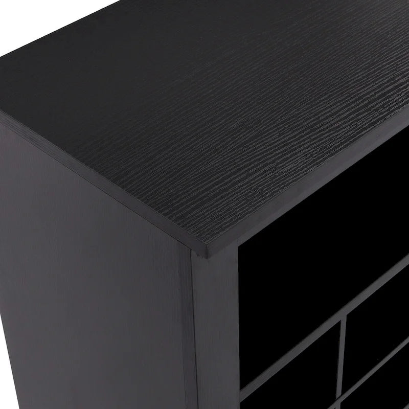 24-Cubby Shoe Storage Cabinet with Open Cubbies White Black Brown