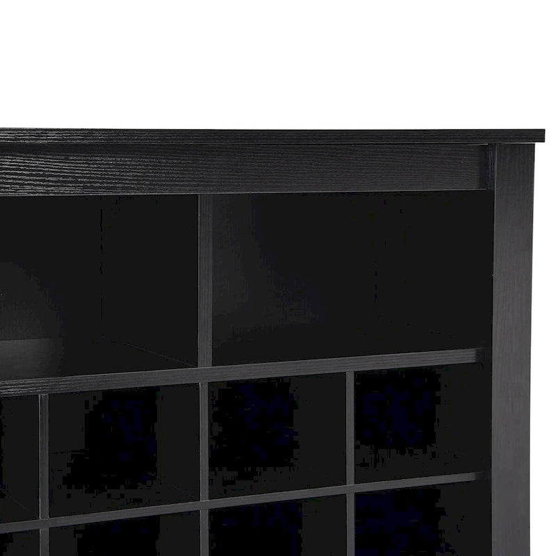 24-Cubby Shoe Storage Cabinet with Open Cubbies White Black Brown