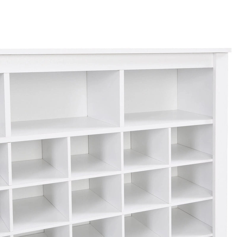 24-Cubby Shoe Storage Cabinet with Open Cubbies White Black Brown