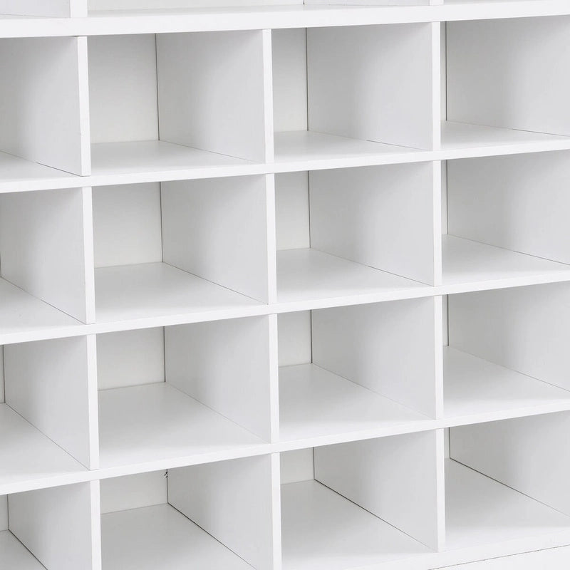 24-Cubby Shoe Storage Cabinet with Open Cubbies White Black Brown