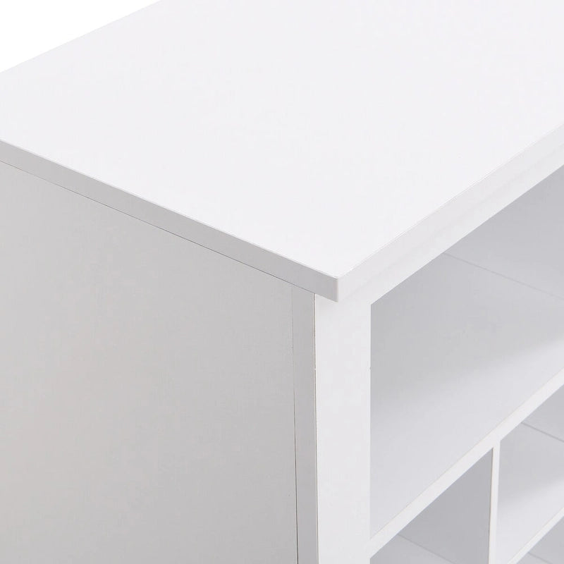 24-Cubby Shoe Storage Cabinet with Open Cubbies White Black Brown