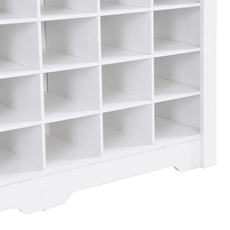 24-Cubby Shoe Storage Cabinet with Open Cubbies White Black Brown