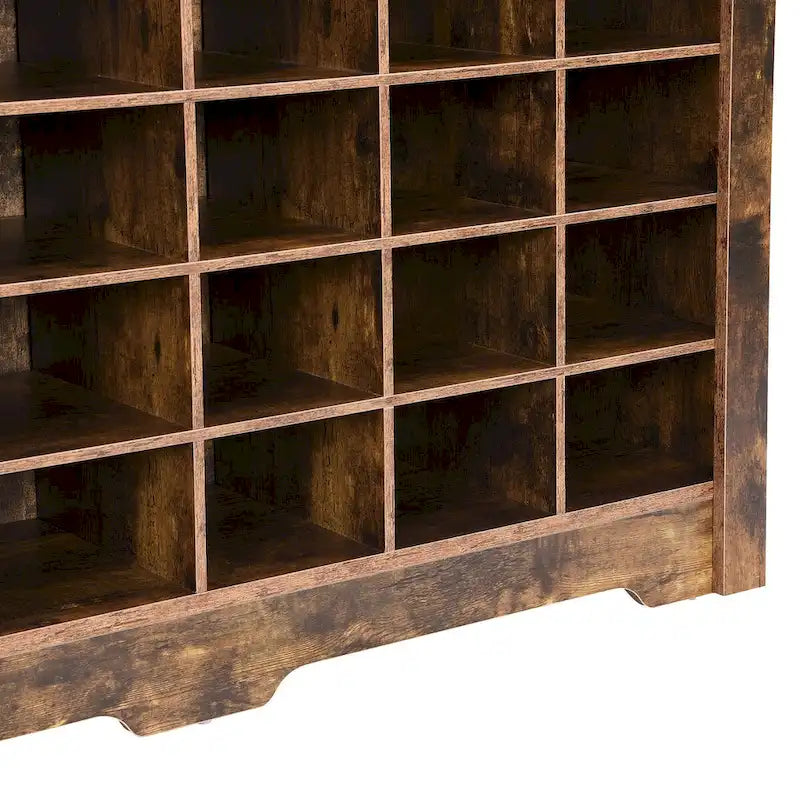24-Cubby Shoe Storage Cabinet with Open Cubbies White Black Brown
