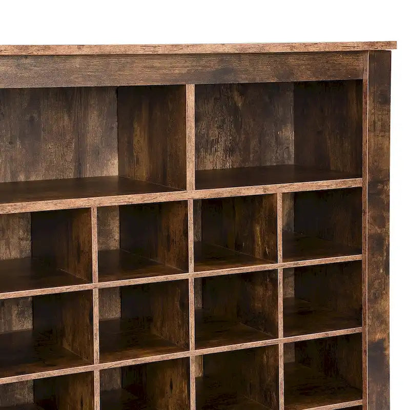 24-Cubby Shoe Storage Cabinet with Open Cubbies White Black Brown