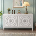 4-Door Retro Storage Sideboard Buffet Cabinet with Circular Groove Doors