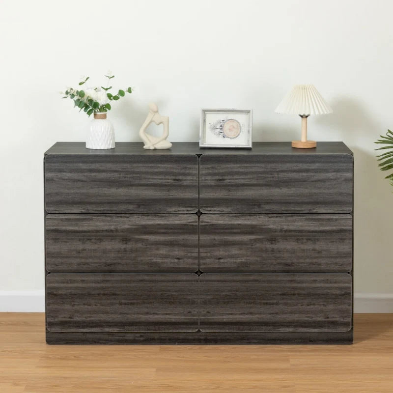 6-Drawer Wood Dresser Sideboard Storage Cabinet Brown Grey