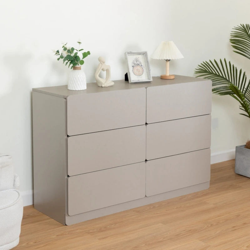 6-Drawer Wood Dresser Sideboard Storage Cabinet Brown Grey