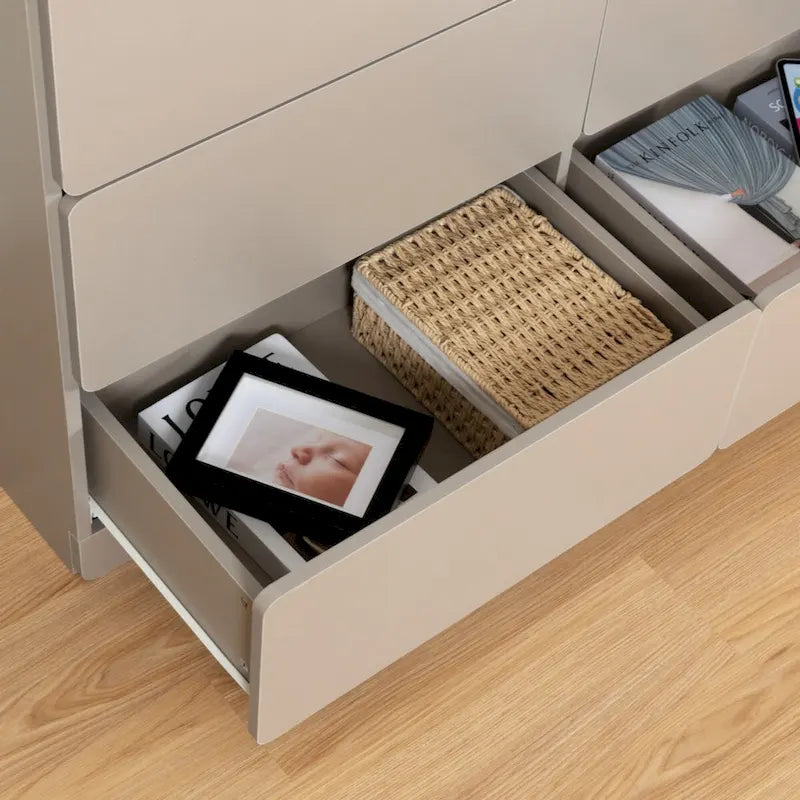 6-Drawer Wood Dresser Sideboard Storage Cabinet Brown Grey