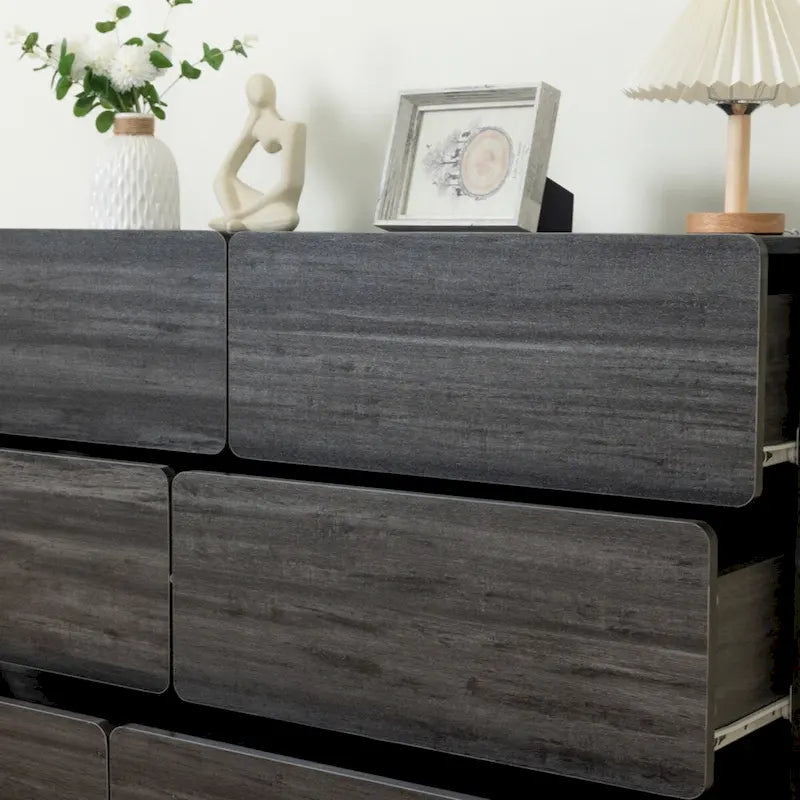 6-Drawer Wood Dresser Sideboard Storage Cabinet Brown Grey