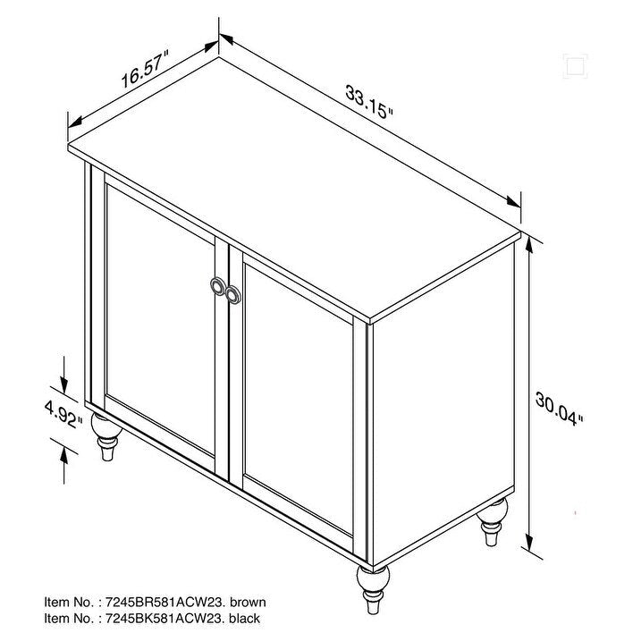 Brown Rattan Door Double Storage Cabinet with Turned Legs MDF Top
