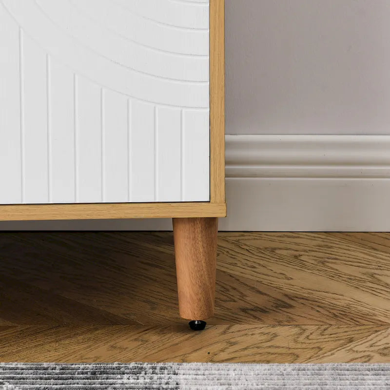 White Brown Two-Door Storage Sideboard Cabinet with Adjustable Shelves