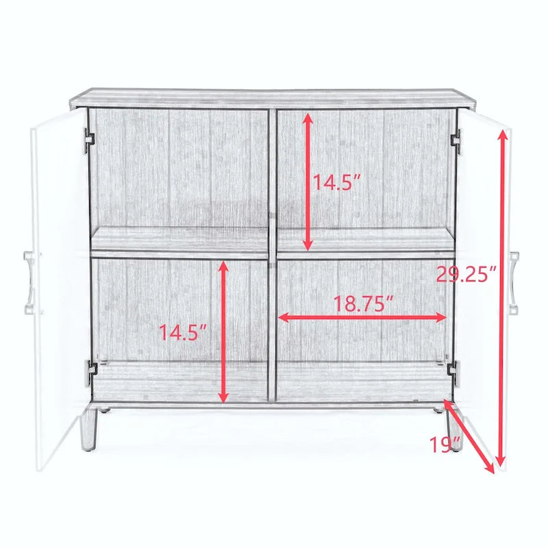 White Brown Two-Door Storage Sideboard Cabinet with Adjustable Shelves