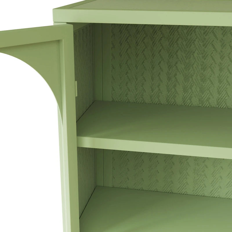 Modern Arched Double Door Wall Cabinet with Glass Panels Black