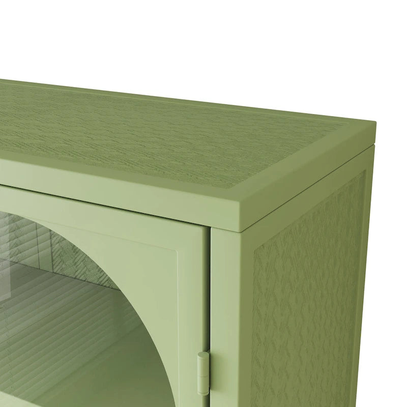 Modern Arched Double Door Wall Cabinet with Glass Panels Black